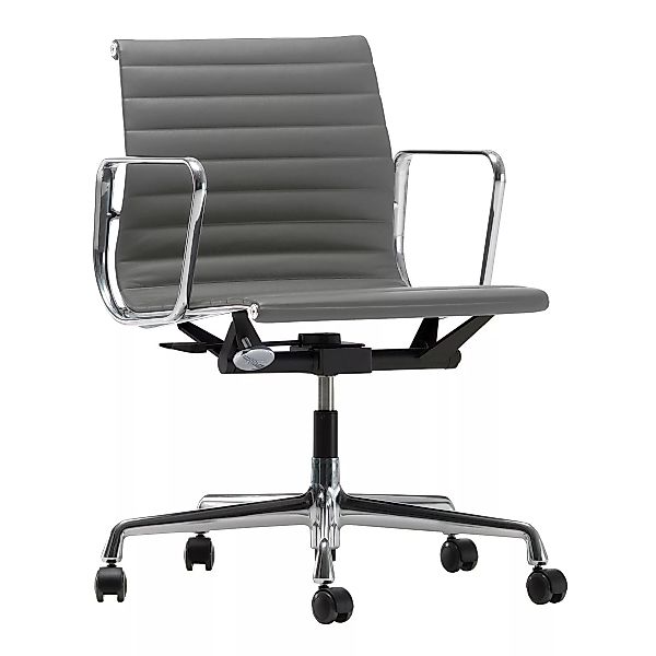 Vitra - EA 117 Aluminium Chair Bürostuhl poliert Leder - dim grey/Sitzfläch günstig online kaufen