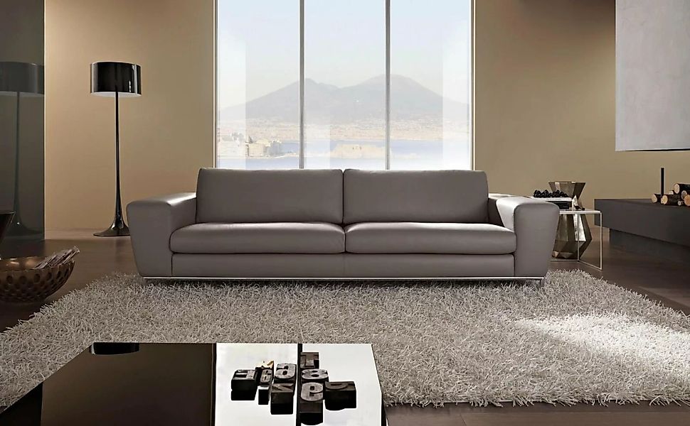 JVmoebel Sofa Modern Couch Leder Sofas Designsofa Dreisitzer Sitz Grau Sofa günstig online kaufen