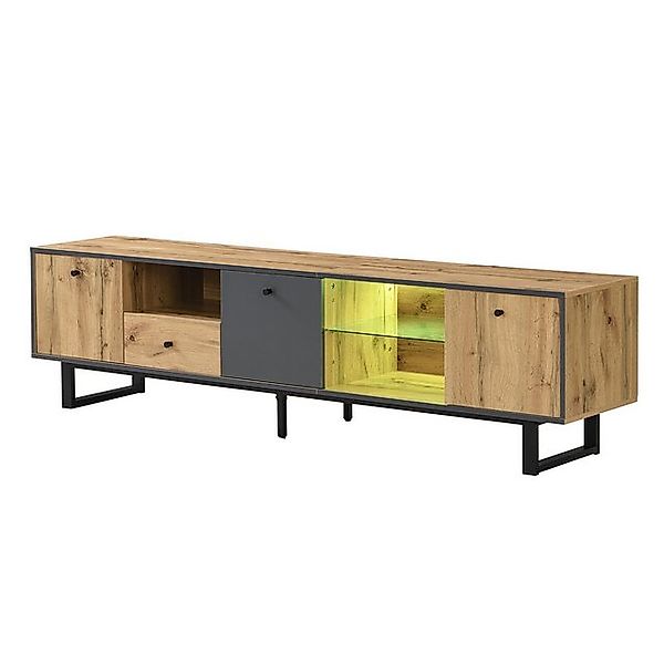 Gotagee TV-Schrank Beistelltisch TV-Möbel Lowboard LED Glastrennwand Wohnzi günstig online kaufen