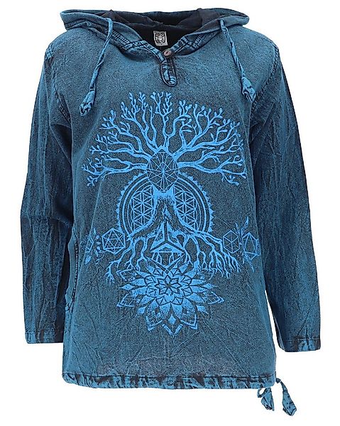 Guru-Shop Hemd & Shirt Yoga Kapuzenshirt, Stonewash Hoodie, Festival.. Hipp günstig online kaufen