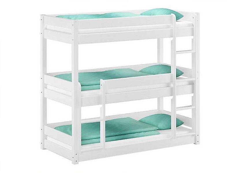 ERST-HOLZ Etagenbett Dreier Etagenbett für Erwachsene 90 x 200 Kiefer Weiß günstig online kaufen
