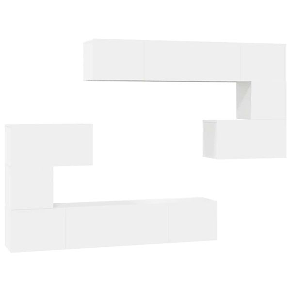 vidaXL 8-Tlg TV-Schrank-Set Weiß Holzwerkstoff 3078723 günstig online kaufen