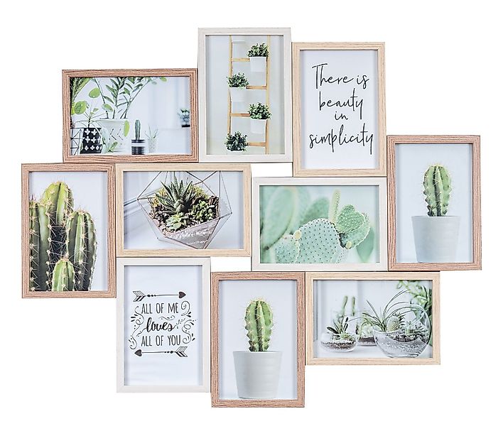 Levandeo® Bilderrahmen Collage, Bilderrahmen Holz 55x47cm günstig online kaufen