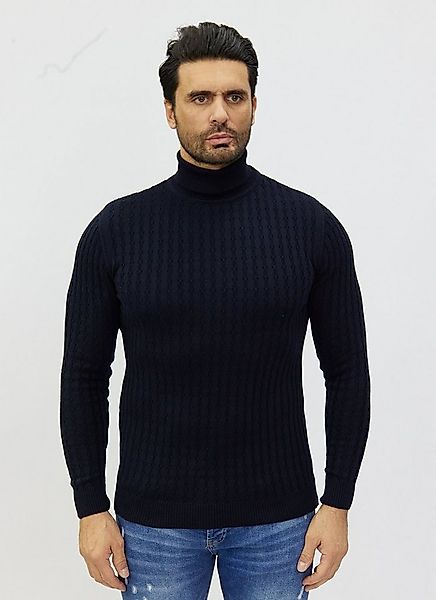 Denim Distriqt Strickpullover Rollkragen Pullover mit feinem Zopfmuster günstig online kaufen