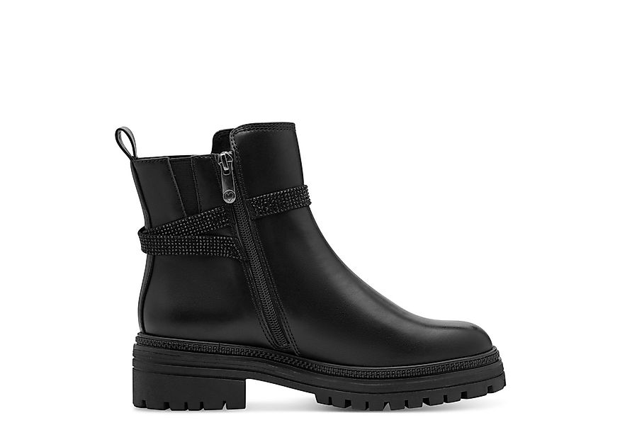 MARCO TOZZI Stiefelette, Blockabsatz, Bikerboots, Zierschnalle mit Strassst günstig online kaufen