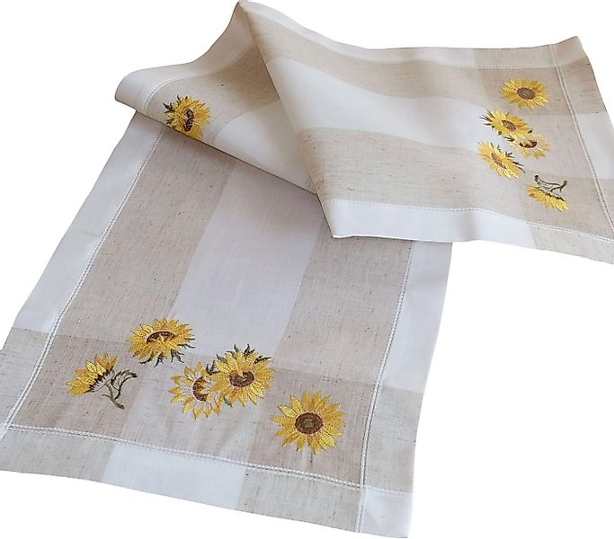 texpot Tischdecke Tischläufer Stickerei Sonnenblumen Frühling Sommer Tischl günstig online kaufen