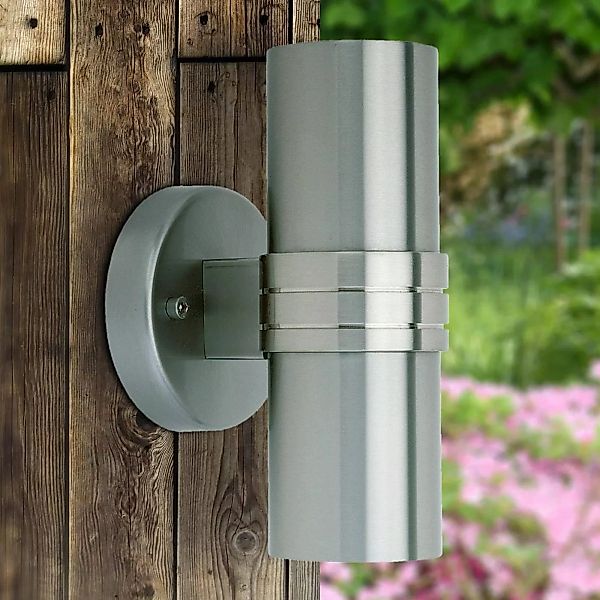 LED Wandleuchte Hanni in Silber 2x 3W 600lm GU10 2-flammig IP44 günstig online kaufen
