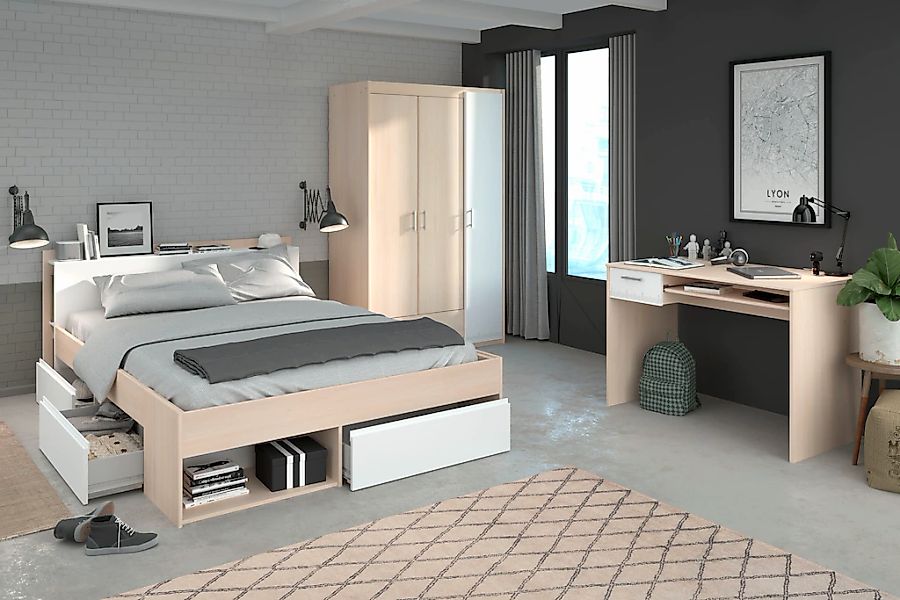 Parisot Jugendzimmer-Set "Most" Set, Bett mit Schubkästen, Kleiderschrank u günstig online kaufen