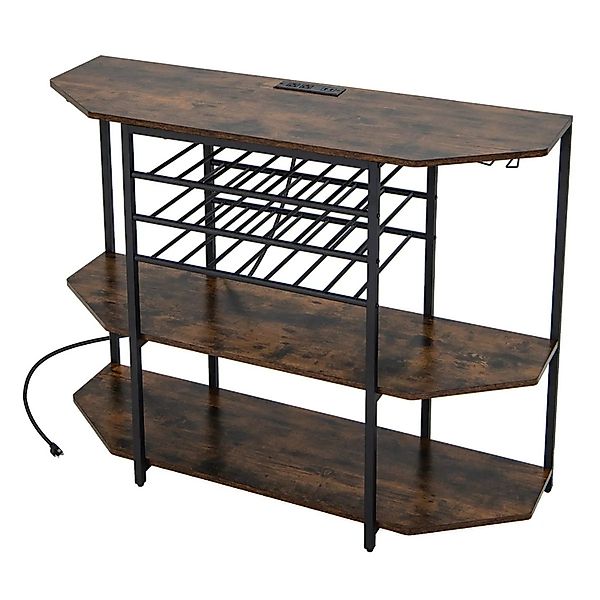 Costway Weinregal 3 Ebenen 21 Flaschen Braun 120 x 40 x 92 cm günstig online kaufen