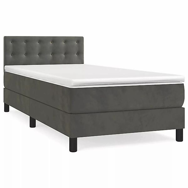 vidaXL Boxspringbett Boxspringbett mit Matratze Dunkelgrau 100x200 cm Samt günstig online kaufen