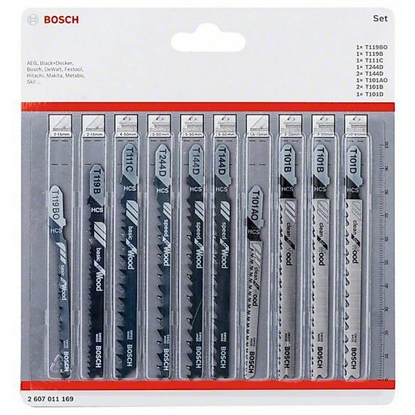 BOSCH Stichsägeblatt Stichsägeblatt-Set Wood, 10-teilig günstig online kaufen