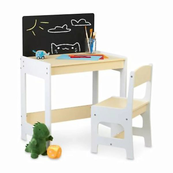 relaxdays Kindersitzgruppe mit Tafel weiß/beige günstig online kaufen