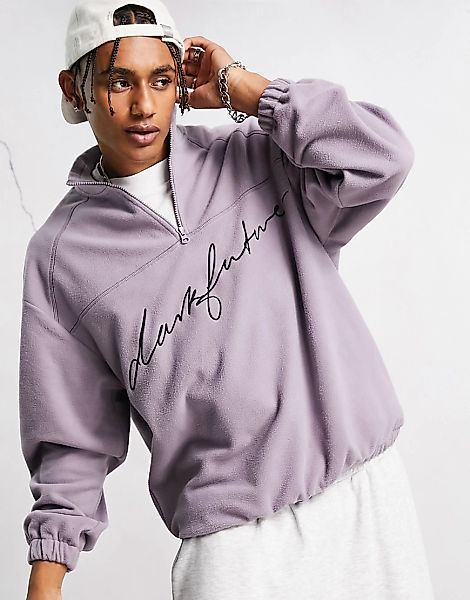 ASOS – Dark Future – Oversize-Sweatshirt aus Fleece in Lila mit Stickerei günstig online kaufen
