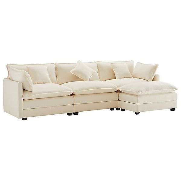 Gotagee Sofa Polstermöbel Dreisitzer-Sofa Polstersofa Ecksofa mit Fußstütze günstig online kaufen