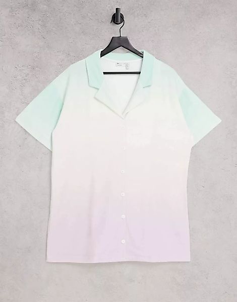 ASOS DESIGN – Mini-Hemdkleid aus Frottee in Pastellgrün und Rosa in getauch günstig online kaufen