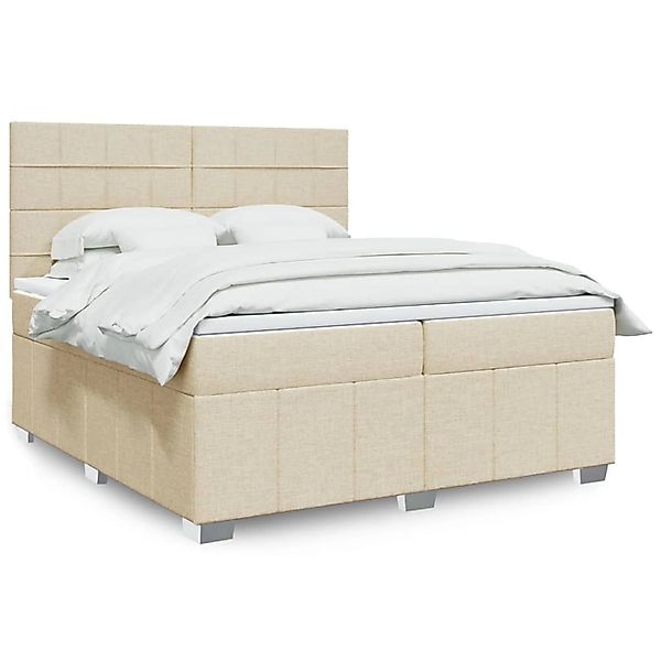 vidaXL Boxspringbett mit Matratze Creme 200x200 cm Stoff 3294080 günstig online kaufen