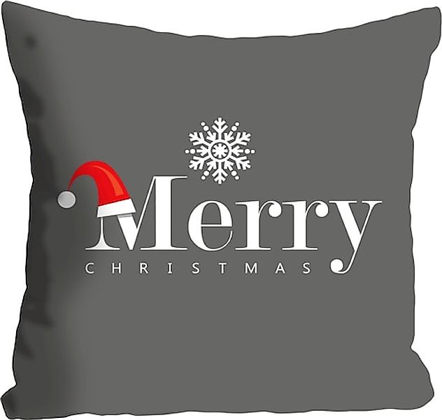 queence Dekokissen »Adrian«, Kissenhülle,Merry Christmas,Schriftzug,Graues günstig online kaufen
