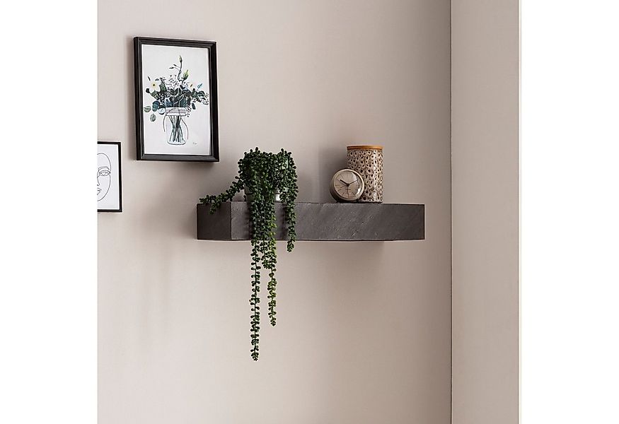 FINEBUY Wandregal FB55697 Massivholz Steinoptik Hängeregal Regal Schwebereg günstig online kaufen