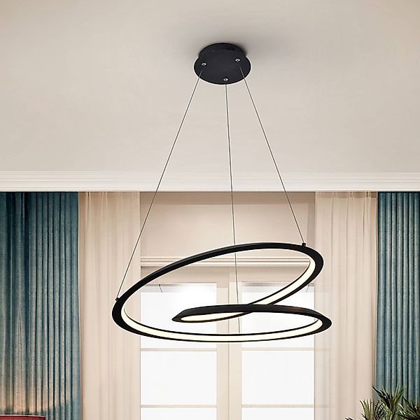 LED-Hängeleuchte Looping, schwarz. Metall, Alu. Ø 60 cm günstig online kaufen