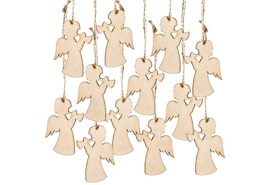 Logbuch-Verlag Dekofigur 12 kleine Holzengel Anhänger – natur braun, ca. 8 günstig online kaufen