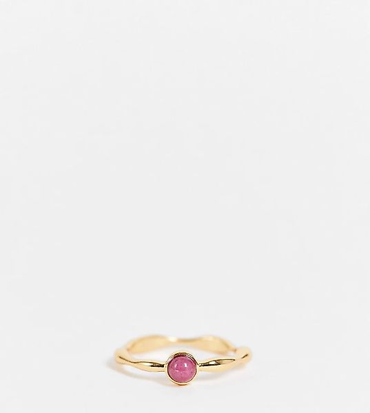 ASOS DESIGN – 14-karätig vergoldeter Ring mit Granat-Geburtsstein-Goldfarbe günstig online kaufen