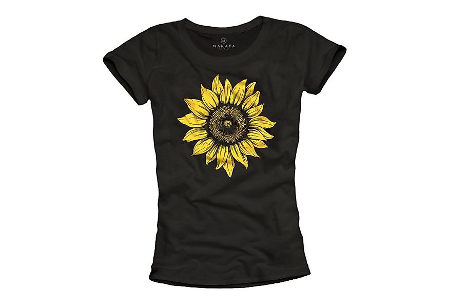 MAKAYA Print-Shirt Damen Sonnenblume Blume Druck Floral Sunflower Hippie Mo günstig online kaufen
