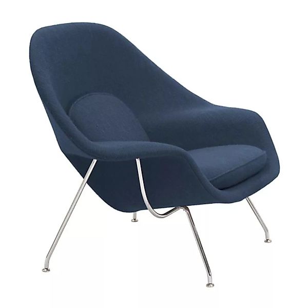 Knoll International - Womb Chair Relax Sessel Gestell chrom - nachtblau/Sto günstig online kaufen
