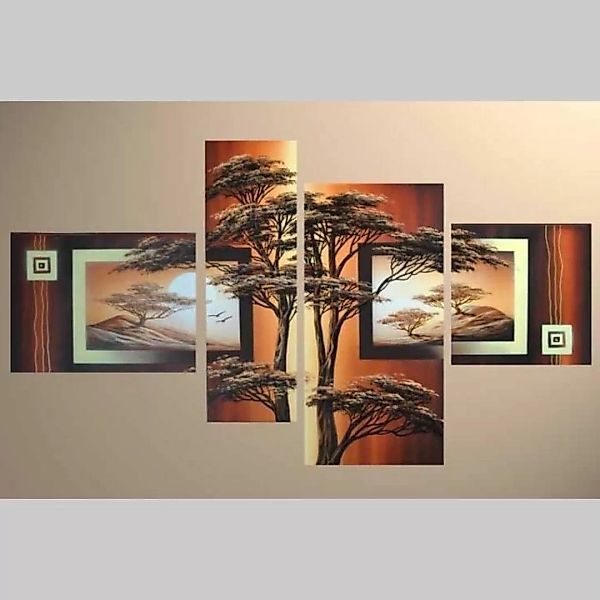 4 Leinwandbilder AFRIKA Baum (4) 120 x 70cm Handgemalt günstig online kaufen