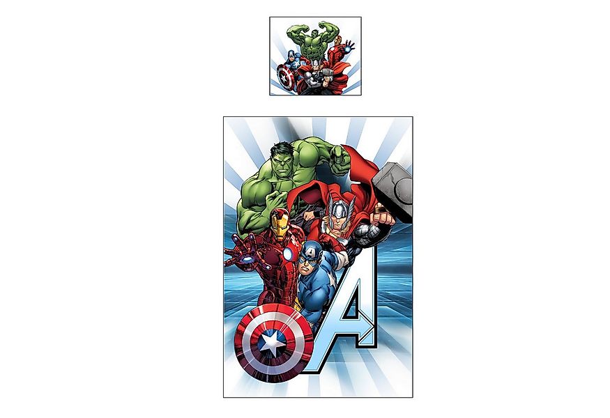Familando Kinderbettwäsche Marvel Avengers Bettwäsche Weiß-Blau für Jungen günstig online kaufen