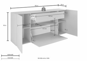 INOSIGN Sideboard "Potenza" Breite 180 cm, ohne Beleuchtung günstig online kaufen