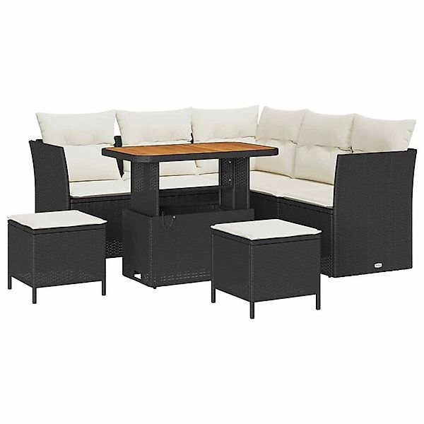 vidaXL 8-Teiliges Garten-Sofa-Set mit Kissen in Schwarz aus Poly Rattan und günstig online kaufen