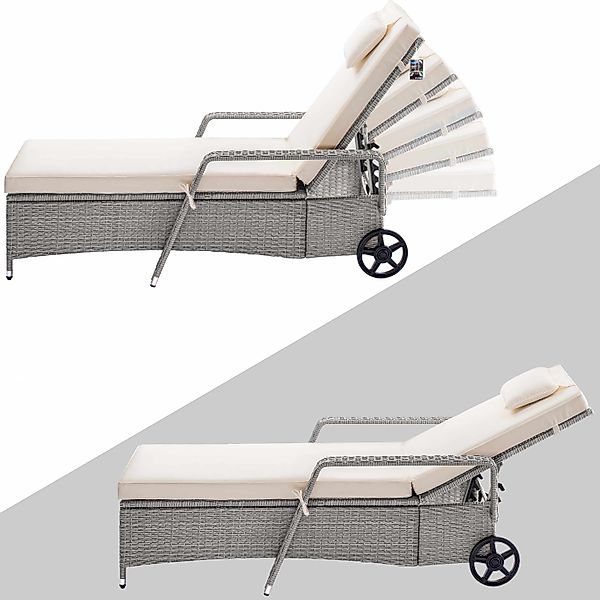 Casaria Gartenliege, 165kg Belastbar 7cm Auflage günstig online kaufen