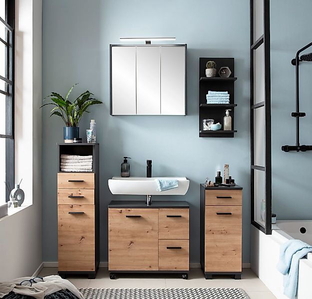 welltime Seitenschrank "Palermo, Breite 30 cm" Wechselbarer Türanschlag, Me günstig online kaufen