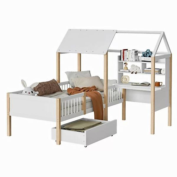 OKWISH Kinderbett Stauraumbett,Einzelbett,mit Schreibtisch (Multifunktional günstig online kaufen