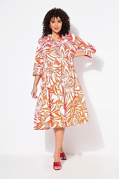 Ulla Popken Midikleid Midikleid Blätter Volants günstig online kaufen