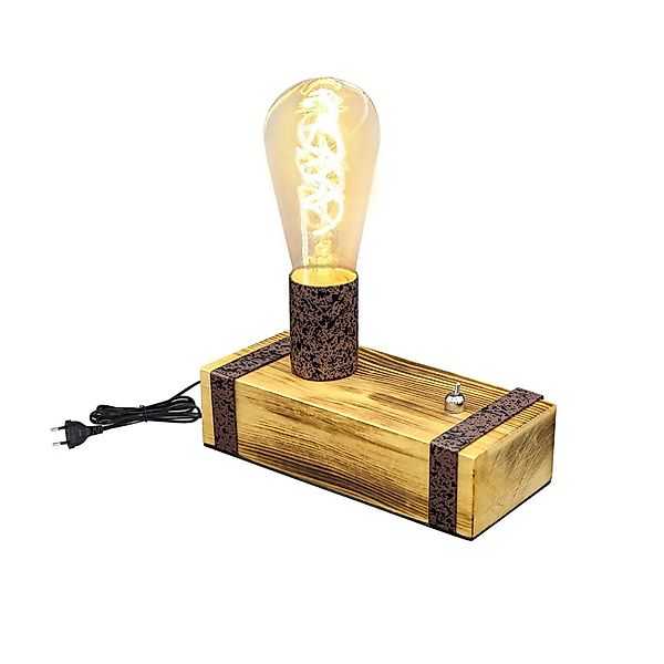 Nettlife Nachttischlampe Retro Industrial Holz E27 günstig online kaufen
