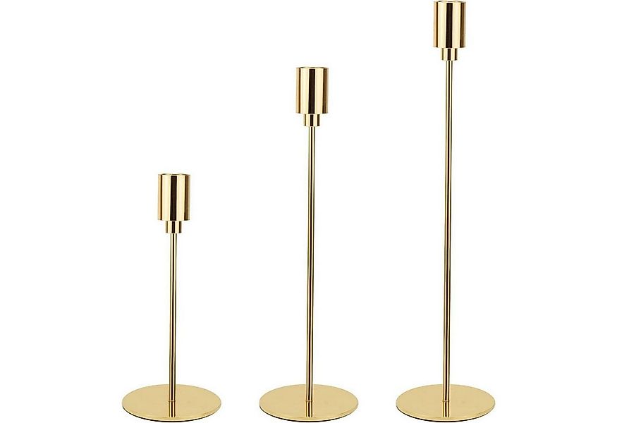 LuxusKollektion Kerzenständer Kerzenständer Set 3 Stück Gold Kerzenhalter D günstig online kaufen
