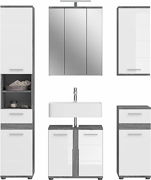 welltime Badmöbel-Set »LUCCA, 5-teilig, TOPSELLER!, inklusive LED Beleuchtu günstig online kaufen