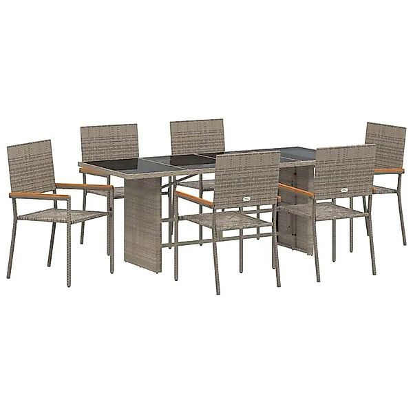vidaXL Garten Essgruppe 7-Tlg Grau Poly-Rattan 3365425 günstig online kaufen