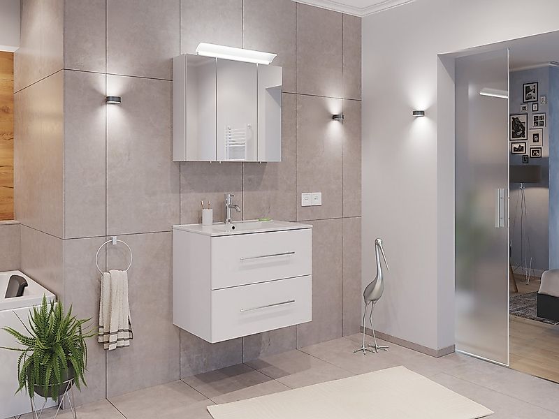 Magnolia Home Waschtisch Badmöbel Set Firenze 70 2tlg. Spiegelschrank Softc günstig online kaufen