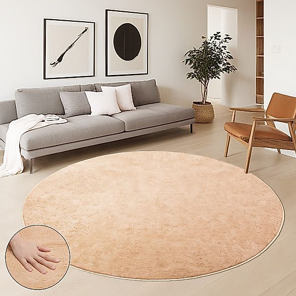 Simloveve Teppich Wohnzimmerteppich Einfarbiges Design, Rund, günstig online kaufen