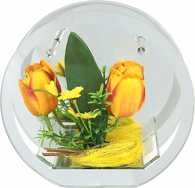 I.GE.A. Dekoobjekt »LED-Tulpe«, Dekoriertes Glas mit Tulpen Gänseblümchen H günstig online kaufen