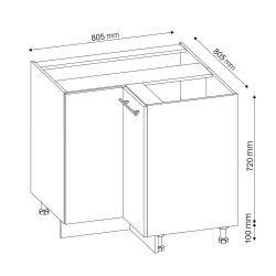 Vicco Eckunterschrank Fame-Line, Anthrazit-Gold/Goldkraft Eiche, 80.5 günstig online kaufen