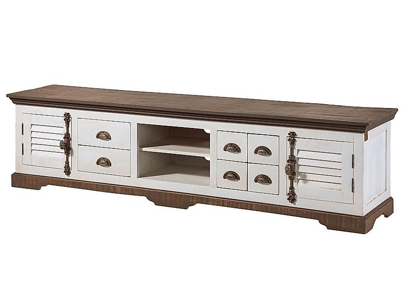 Massivmoebel24 TV-Board (Massivholz), Mango 220x45x55 weiß lackiert TOULOUS günstig online kaufen