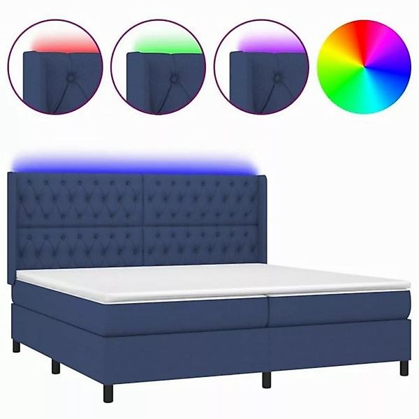 vidaXL Boxspringbett Boxspringbett mit Matratze LED Blau 200x200 cm Stoff B günstig online kaufen