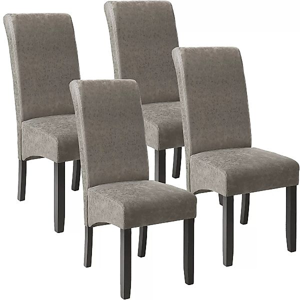 4 Esszimmerstühle, ergonomisch, massives Hartholz - grau marmoriert günstig online kaufen