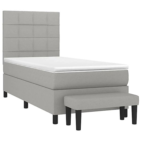 vidaXL Boxspringbett mit Matratze Hellgrau 90x200 cm Stoff 3136565 günstig online kaufen