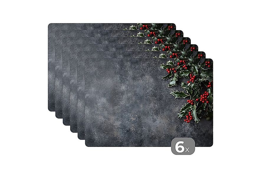 MuchoWow Platzset Weihnachten - Zweige - Winter - Rot, (6-St), Platzsets, T günstig online kaufen