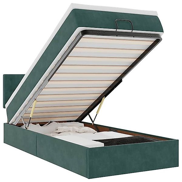 vidaXL Bett Ottomane Bett mit Matratze & LEDs Dunkelgrün 80x200 cm Samt günstig online kaufen