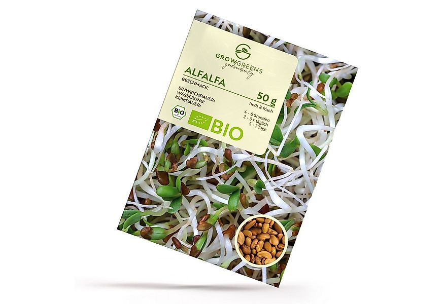 Growgreens Gemüsesamen BIO Alfalfa Sprossen Samen (50g) - Microgreens Saatg günstig online kaufen